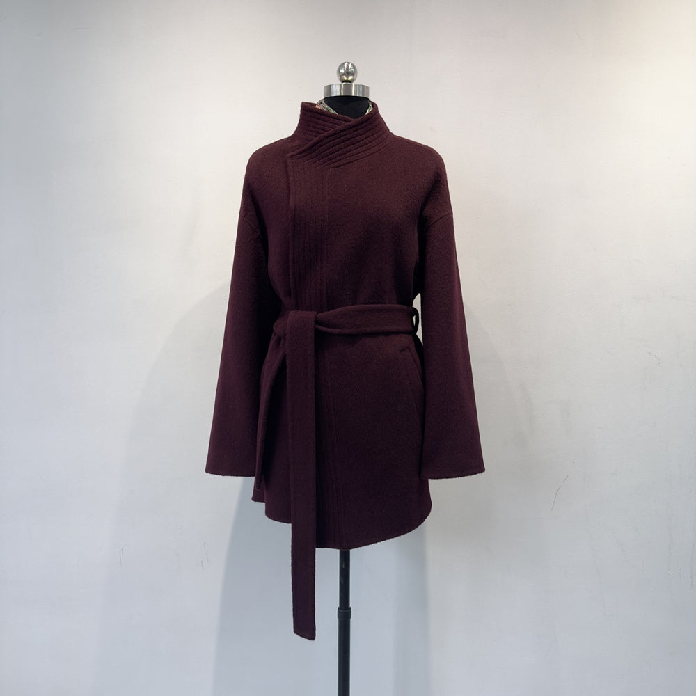Damen Gemütlicher Gürtelstrickjacke Schalkragen Shop Nory