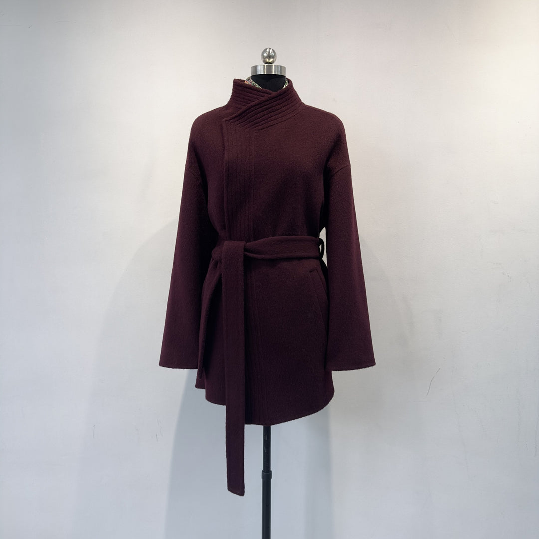 Damen Gemütlicher Gürtelstrickjacke Schalkragen Shop Nory