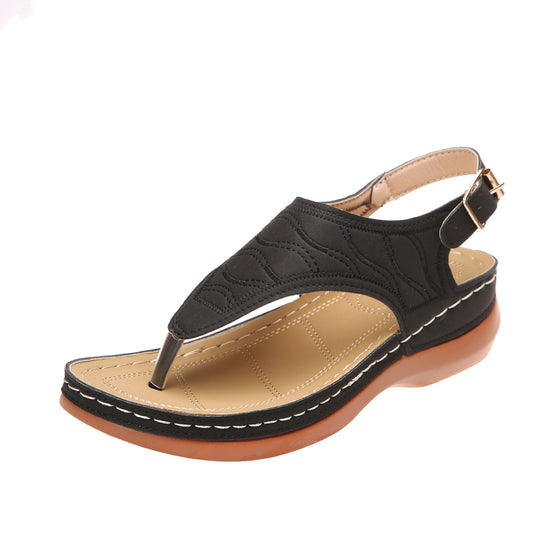 Damen Keil-Sandalette mit verstellbarem Fersenriemen und gesteppter Wildlederoptik Shop Nory