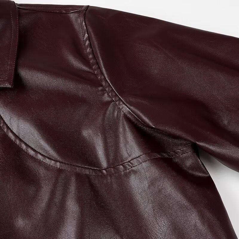 Damen Glänzende Kunstleder-Blousonjacke mit Reißverschluss und elastischem Saum Shop Nory