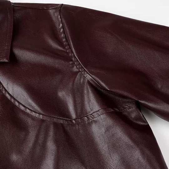 Damen Glänzende Kunstleder-Blousonjacke mit Reißverschluss und elastischem Saum Shop Nory