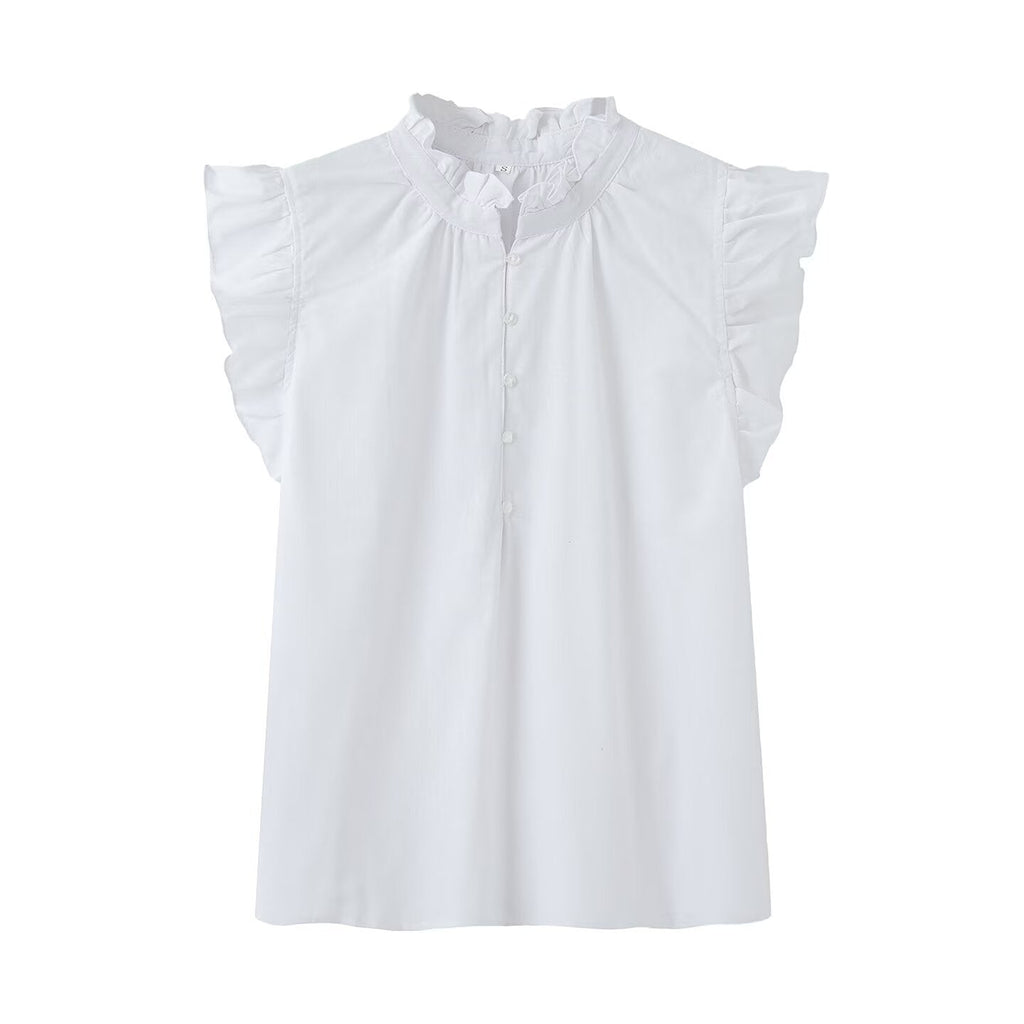 Damenbluse mit Rüschen und Knopfleiste