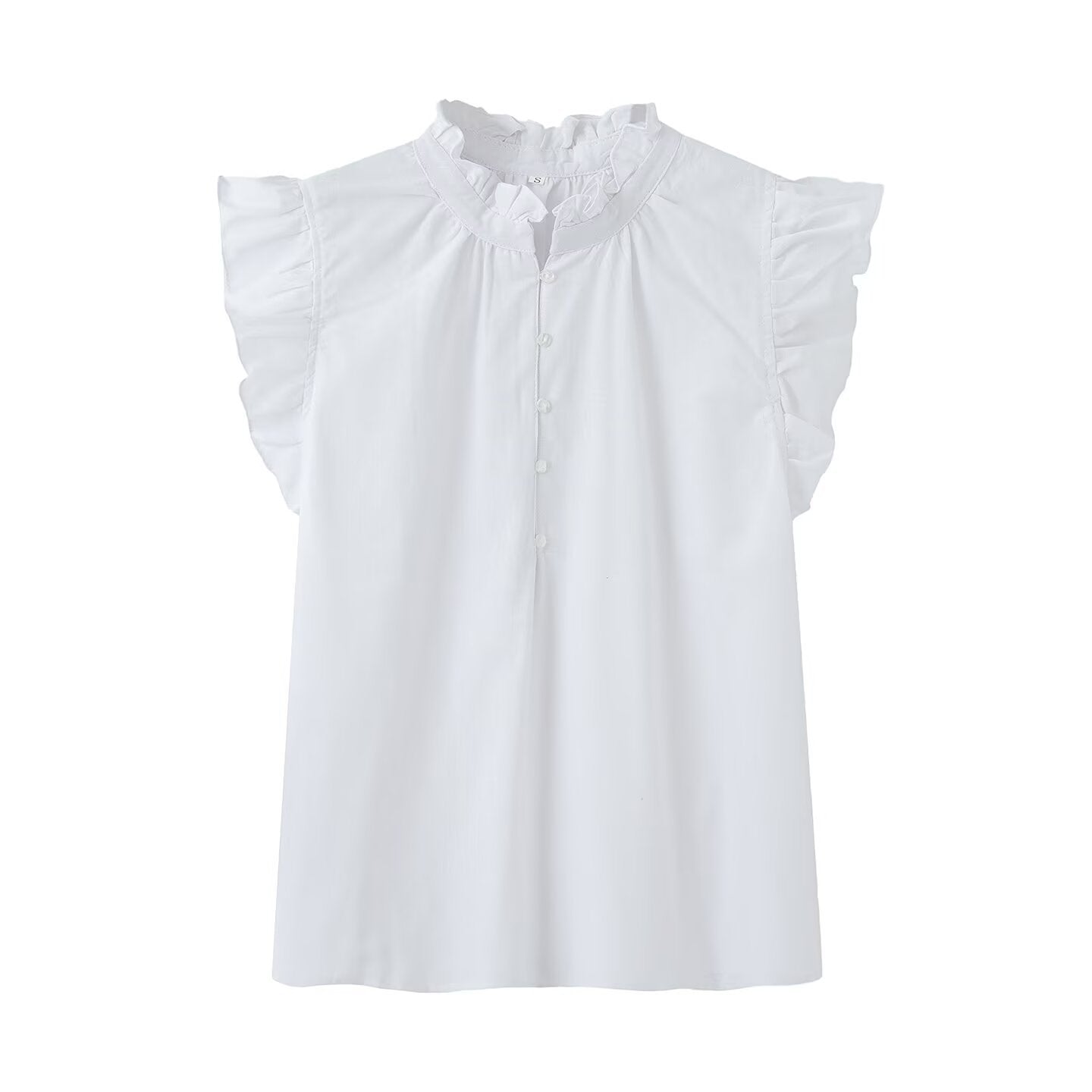 Damenbluse mit Rüschen und Knopfleiste