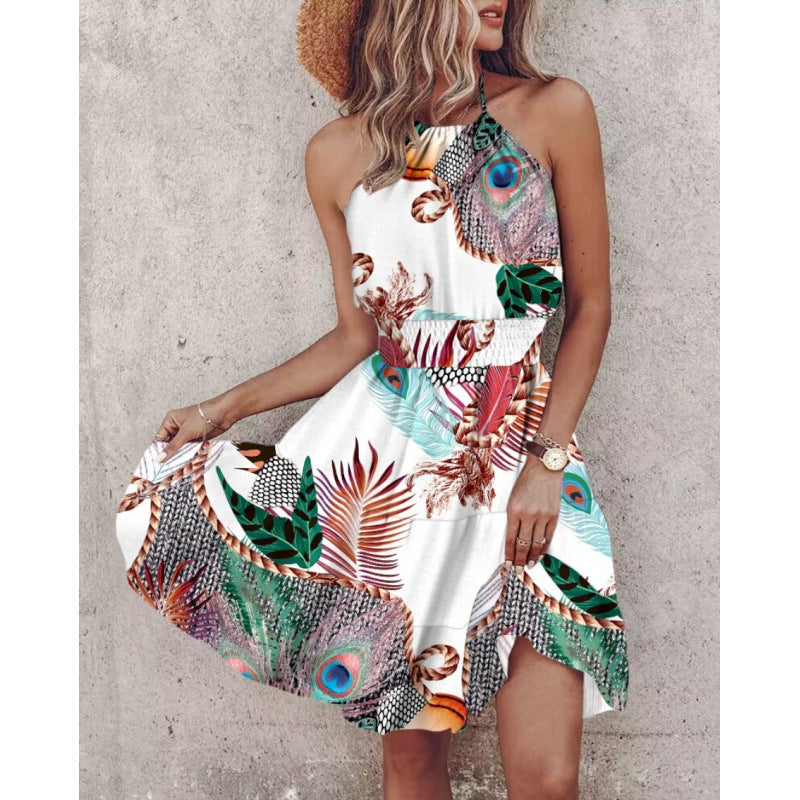 Damen Freizeitkleid mit floralen Druckdetails und Taillengürtel