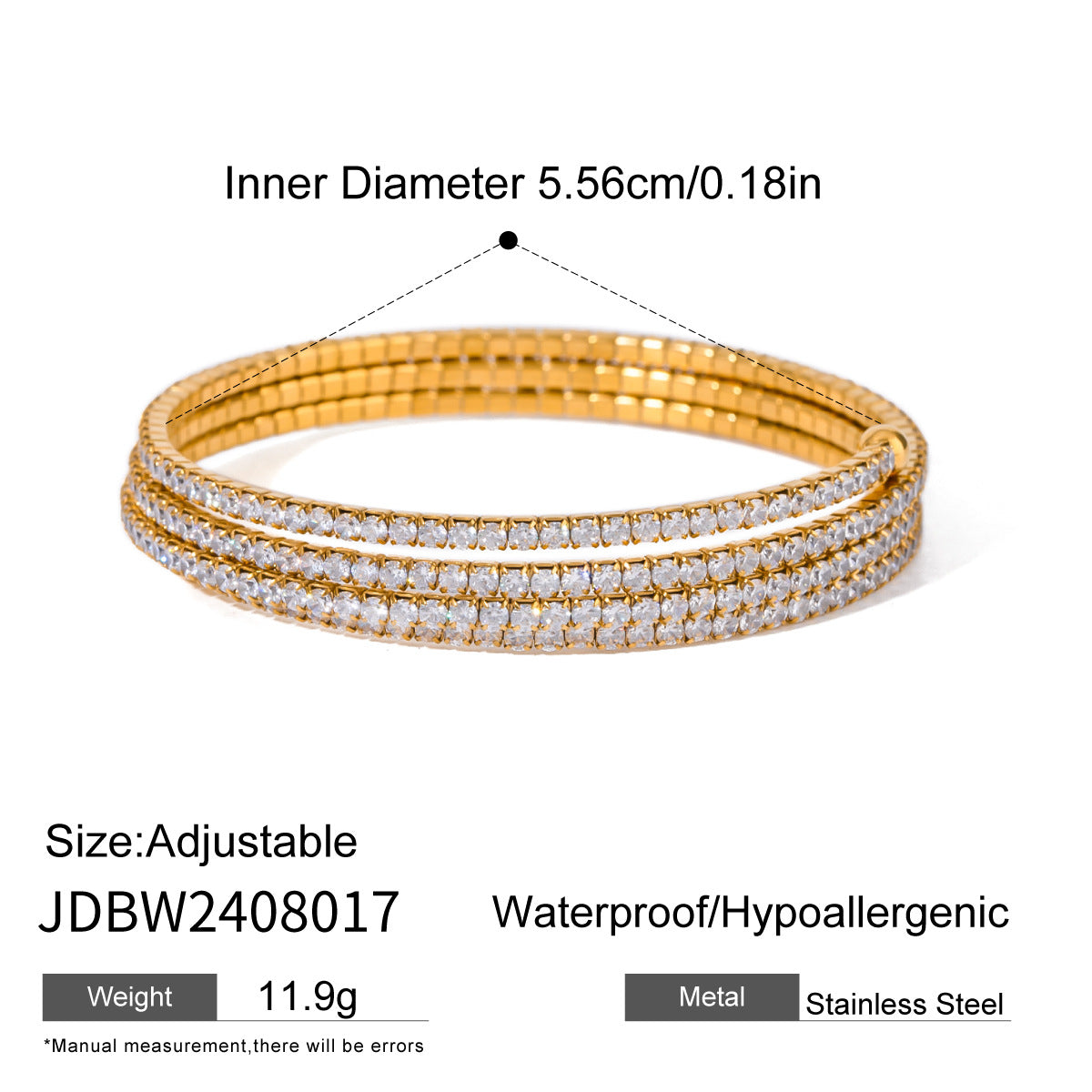 Damen Eleganter und verstellbarer Armband mit glitzernden Zirkonia Shop Nory