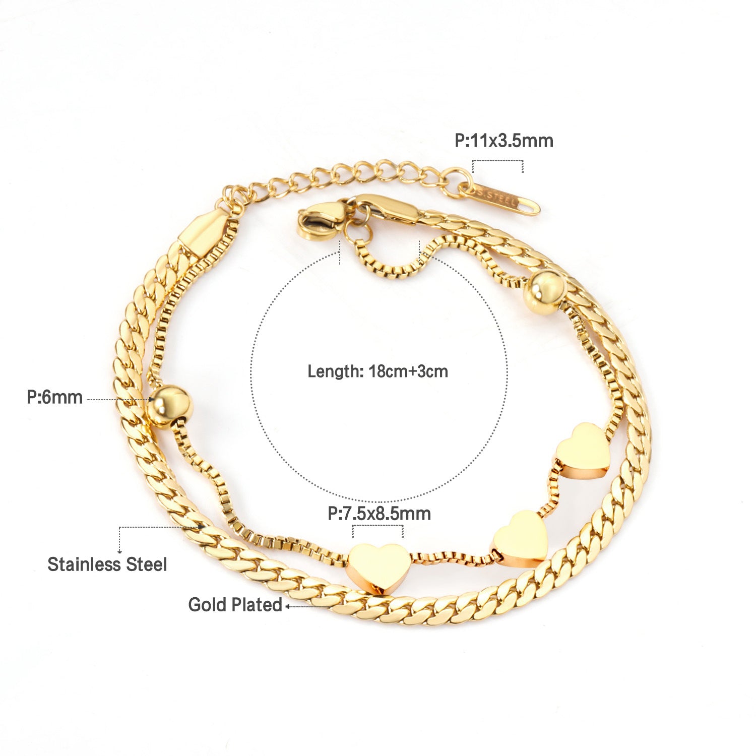 Damen elegant gestaltetes Armband mit funkelnden Kettenelementen Shop Nory