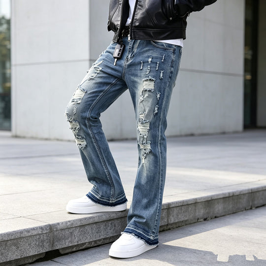Herren Ripped Slim-Fit Jeans mit modischen Details Shop Nory