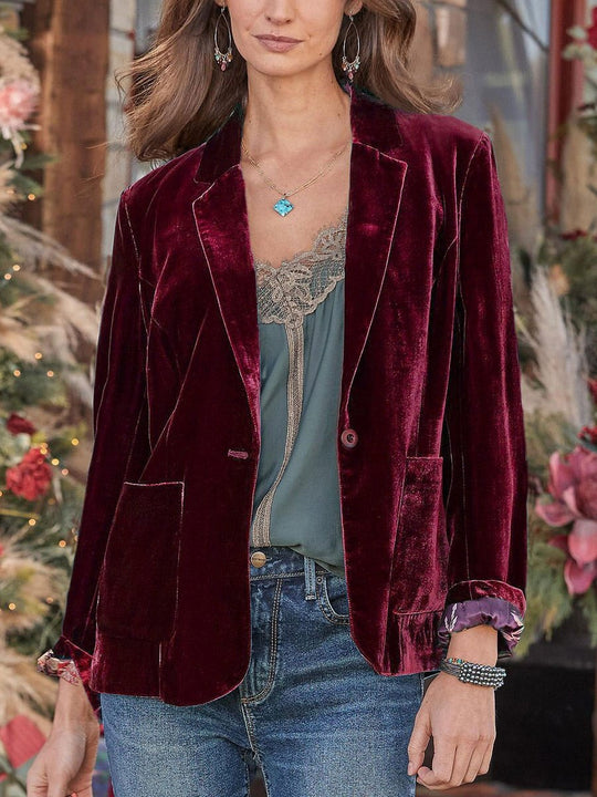 Damen Samt-Blazer mit klassischem Revers und soften Fall Shop Nory