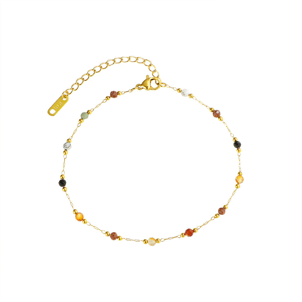 Damen elegantes Armband mit bunten Edelstein-Details und feiner Kettenstruktur Shop Nory