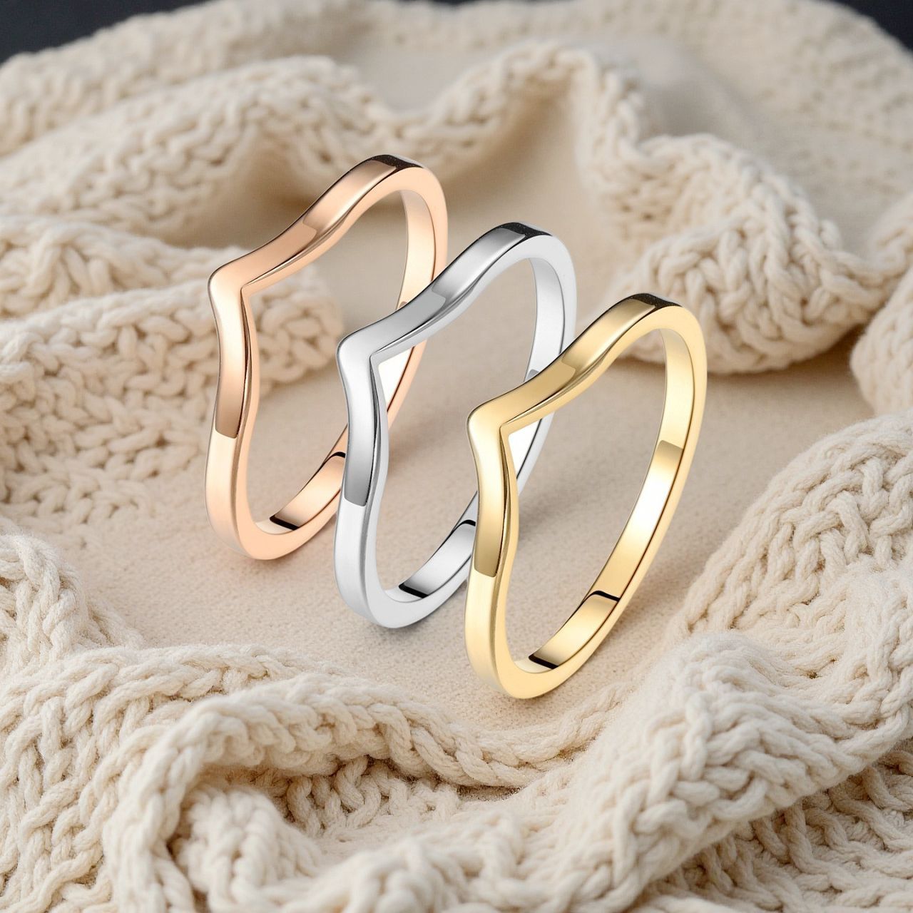 Damen Ring mit organischem, gewelltem Design Shop Nory