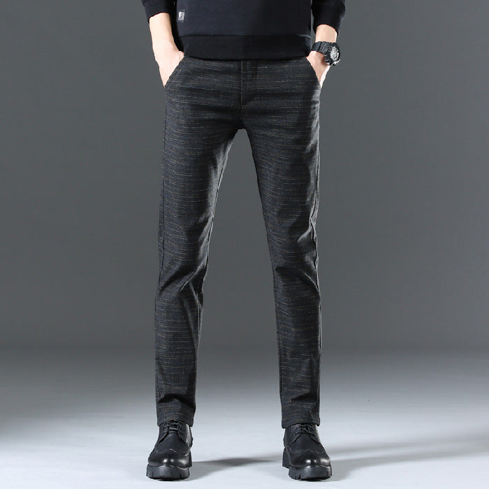 Herren moderne Chinohose mit elastischem Bund und seitlichen Taschen