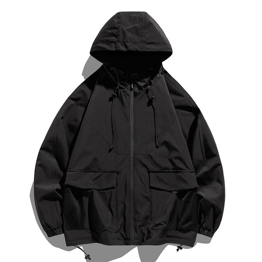 Herren Oversize Kapuzen-Windbreaker mit Multi‑Taschen, Mesh‑Einsätzen und Kordelzug Shop Nory