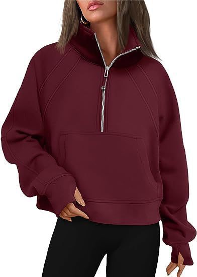 Damen sportlicher Hoodie mit kurzem Reißverschluss und praktischer Kängurutasche Shopnory