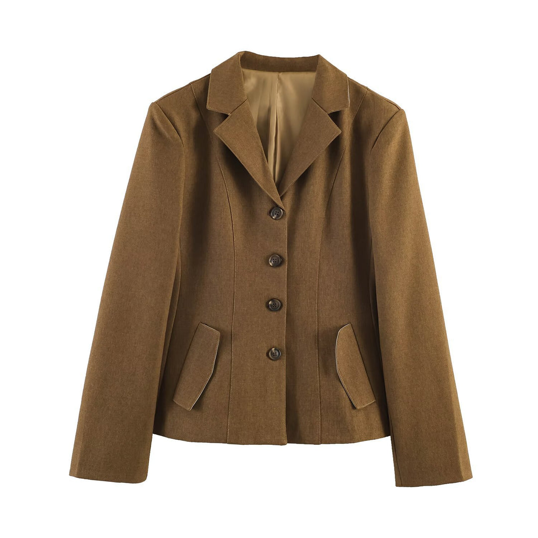 Damen Taillierter Kurzblazer mit Wiener Nähten, durchgehender Knopfleiste und Pattentaschen Shop Nory