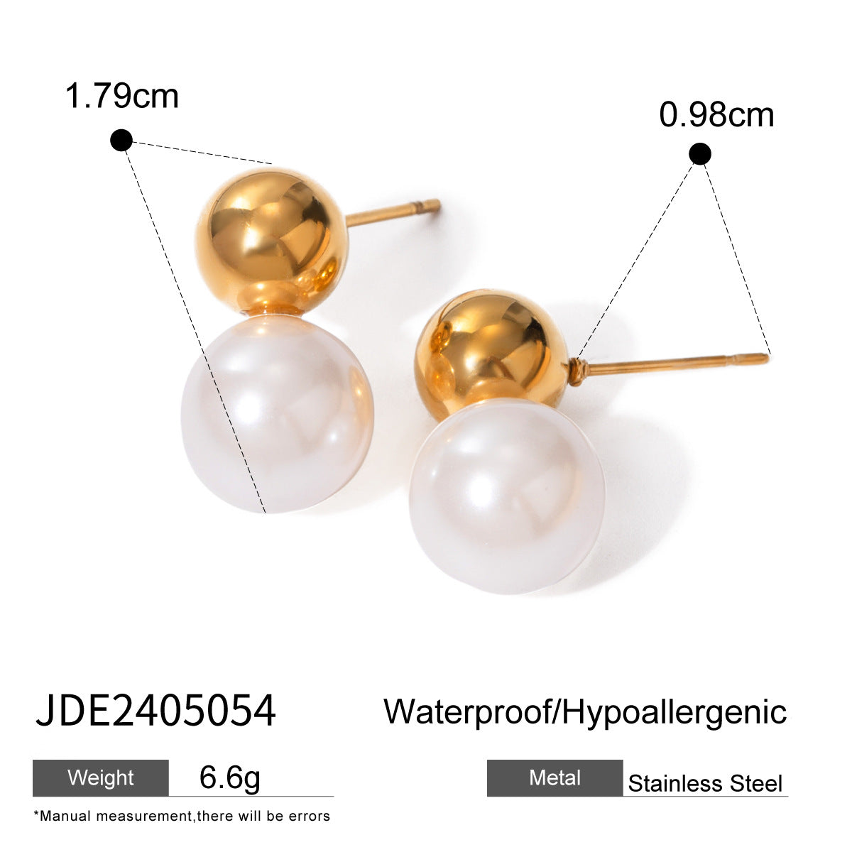 Damen Ohrhänger mit elegantem Perlenanhänger aus hypoallergenem Edelstahl Shop Nory