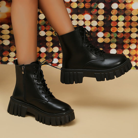 Damen Chunky Boots mit robustem Profil und praktischem Reißverschluss