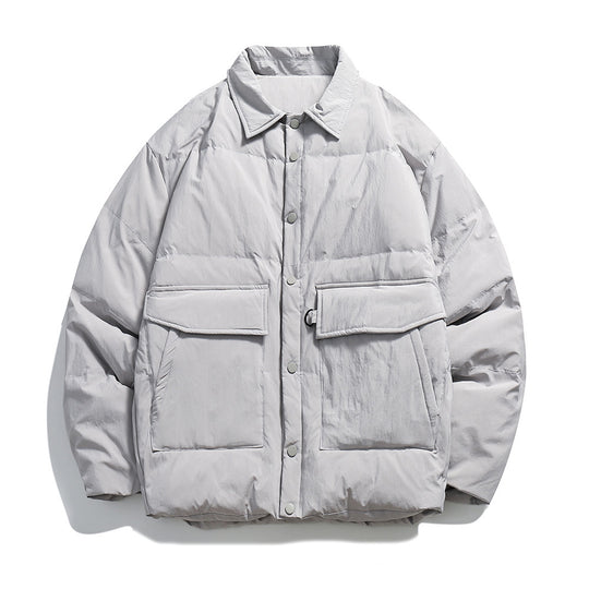 Unisex Boxy wattierte Hemdjacke mit großen Klapptaschen und Druckknopfverschluss Shop Nory