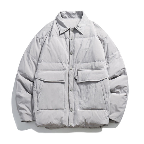 Unisex Boxy wattierte Hemdjacke mit großen Klapptaschen und Druckknopfverschluss Shop Nory