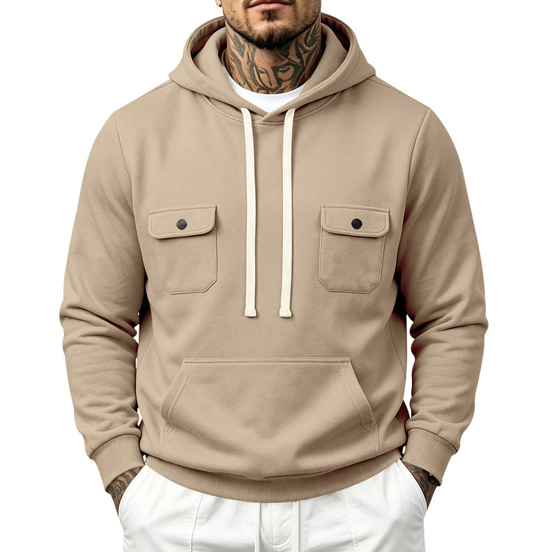 Herren Kapuzenpullover mit Doppel-Brusttaschen und Kängurutasche Shop Nory