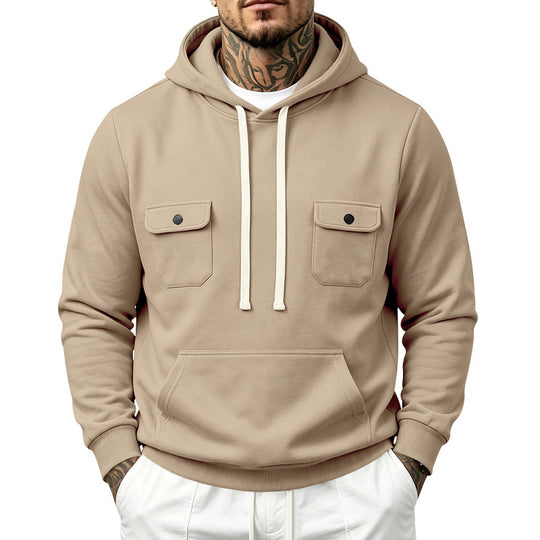 Herren Kapuzenpullover mit Doppel-Brusttaschen und Kängurutasche Shop Nory