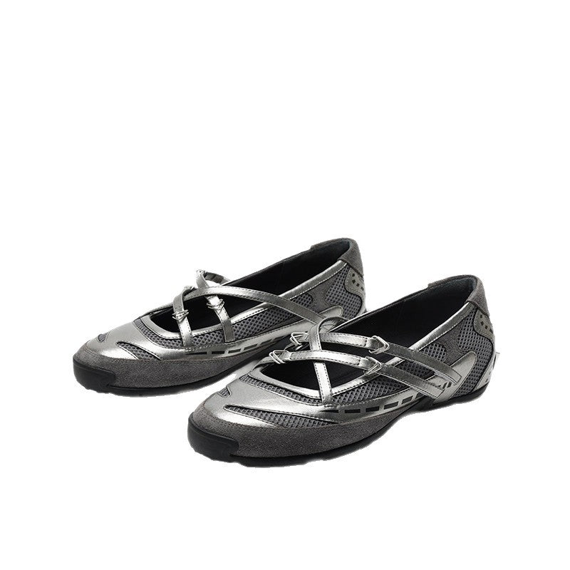 Damen Freizeit-Ballerinas mit atmungsaktivem Obermaterial und flexiblem Riemchen Shopnory