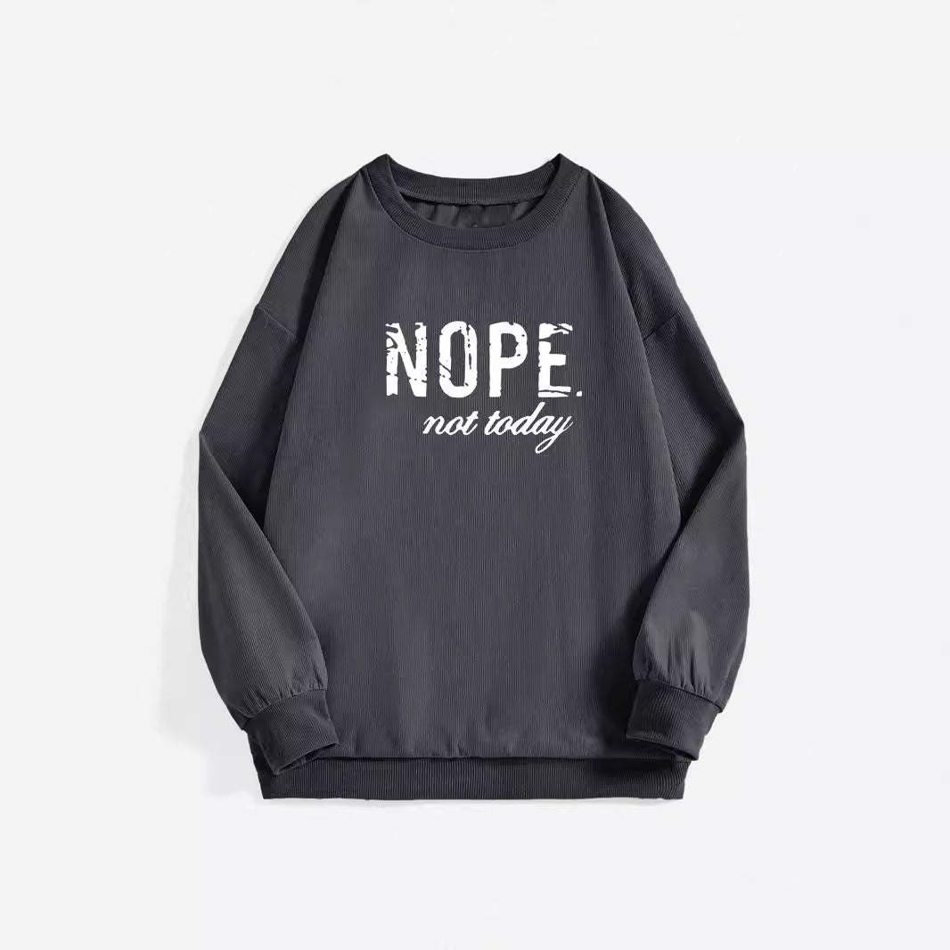 Damen Oversize Cord-Tunika mit Statement-Print Shop Nory