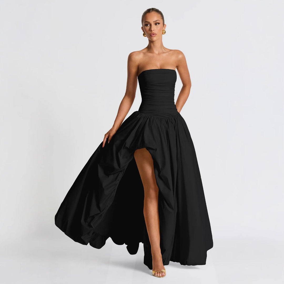 Damen Abendkleid mit figurbetontem Oberteil und asymmetrischem Rock