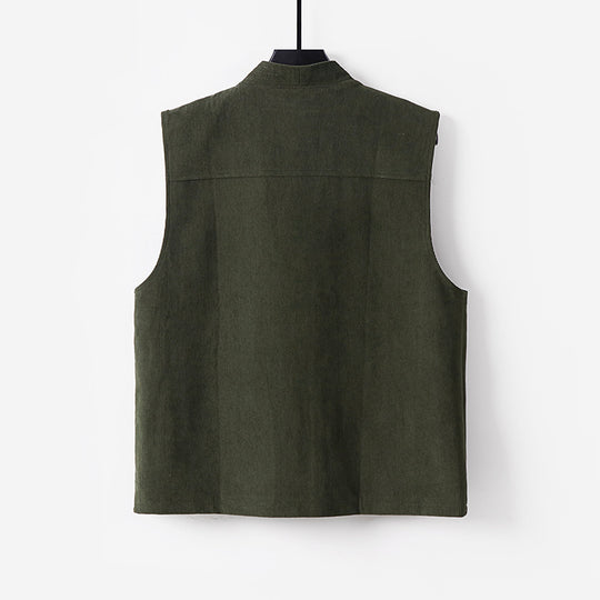 Herren Cordweste mit V-Ausschnitt, Stehkragen und großen Pattentaschen Shop Nory