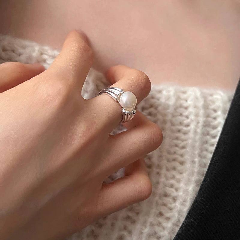 Damen Silberring mit einzigartigem Perlen-Design Shop Nory