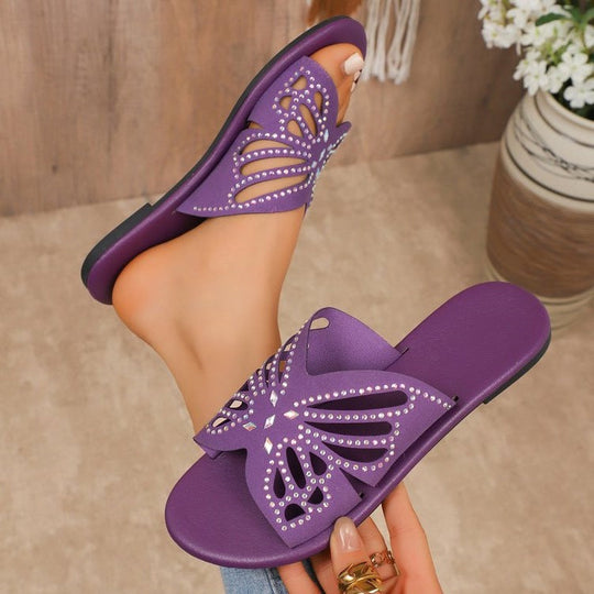 Damen Elegante Riemchen-Sandalen mit floralem Cut-Out-Design