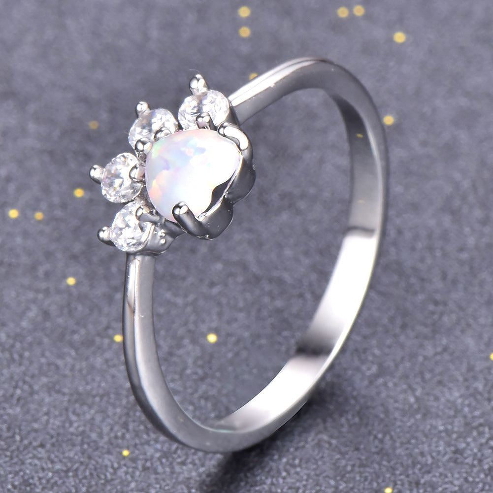 Damen Ring mit hochwertigem opalisierendem Stein und funkelnden Zirkonia-Shop Nory