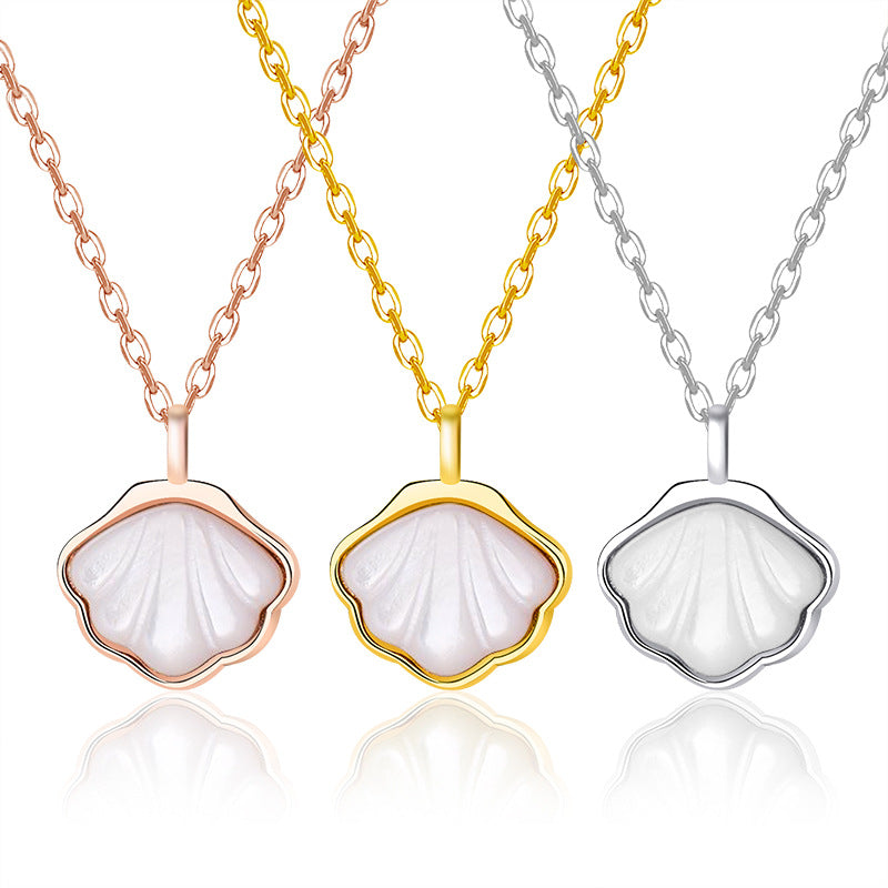 Damen Halskette mit muschelförmigem Anhänger aus hochwertigem Edelstahl und feiner Verarbeitung Shop Nory