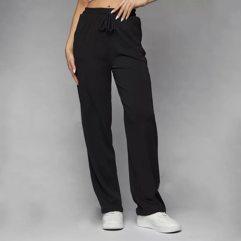 Damen weite hochgeschnittene Loungehose mit elastischem Bund und Kordelzug Shop Nory
