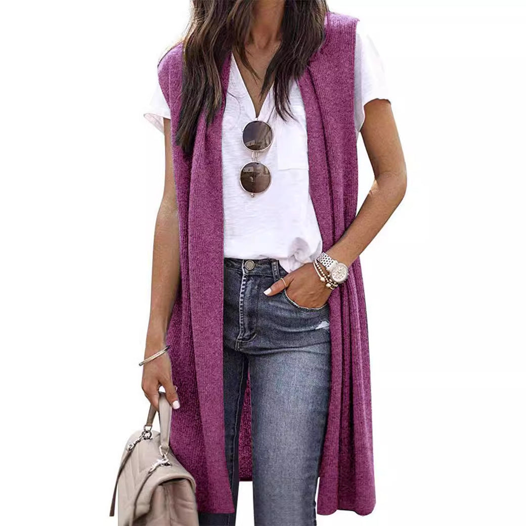Damen Elegante Langstrickweste im lässigen Stil Shopnory