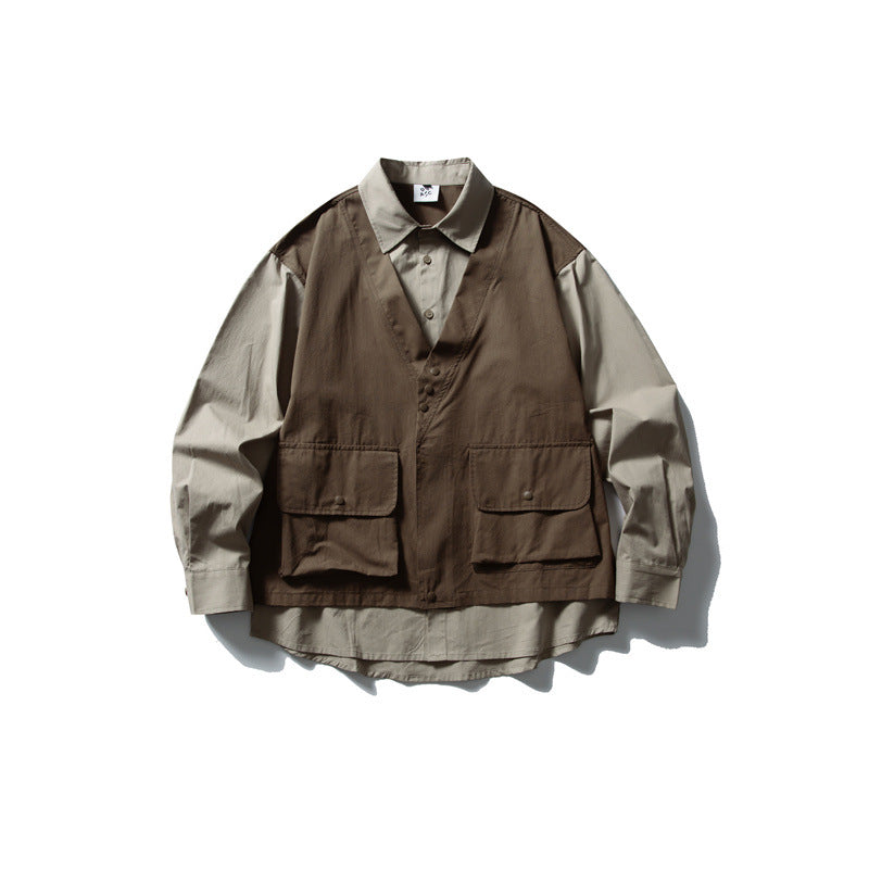 Herren Layering‑Hemd mit integrierter Utility‑Weste und Pattentaschen Shop Nory