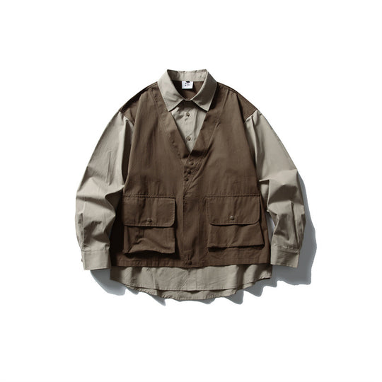 Herren Layering‑Hemd mit integrierter Utility‑Weste und Pattentaschen Shop Nory