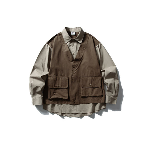 Herren Layering‑Hemd mit integrierter Utility‑Weste und Pattentaschen Shop Nory