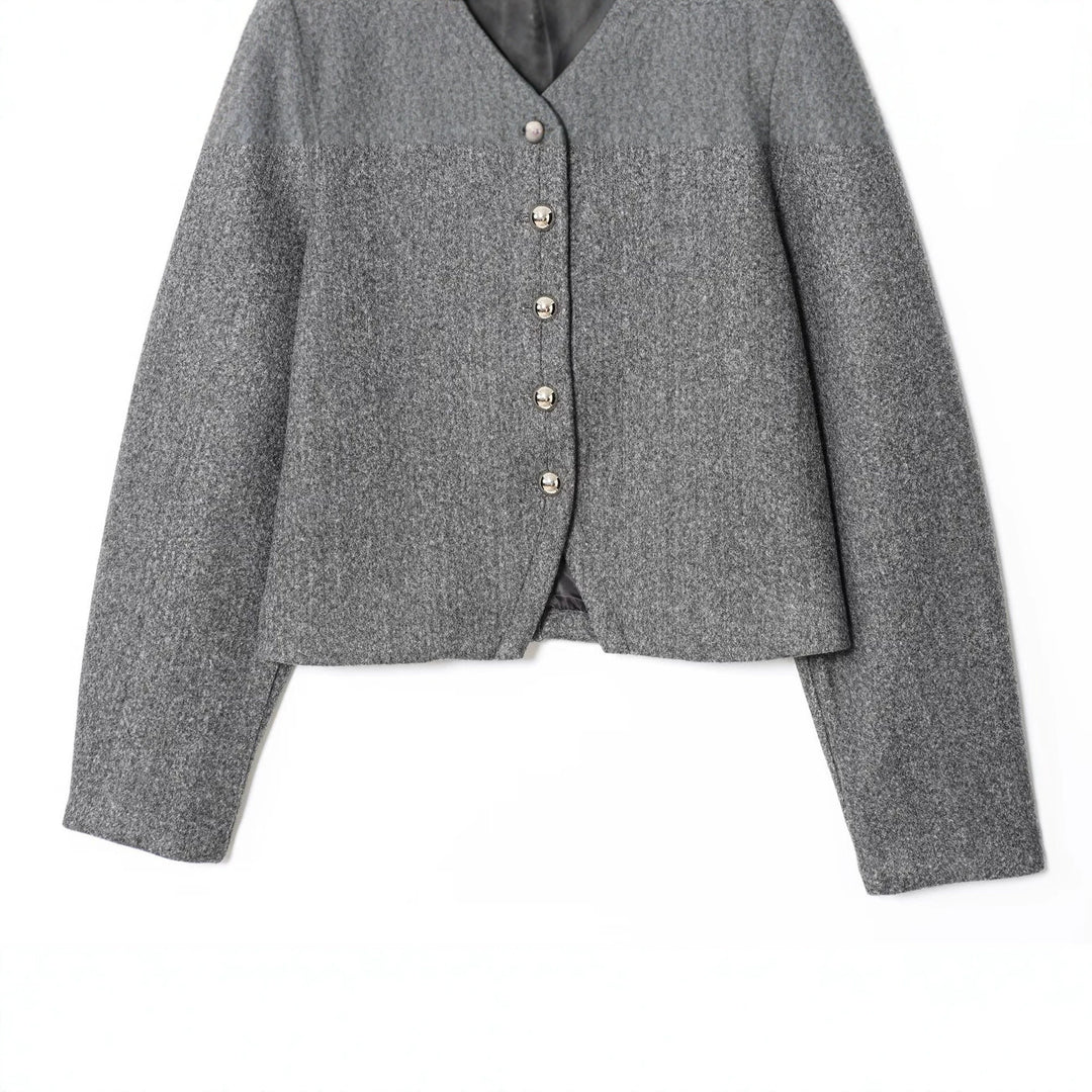 Damen Kurzjacke aus Wollmix mit Rundhals und Zierknopfleiste Shop Nory