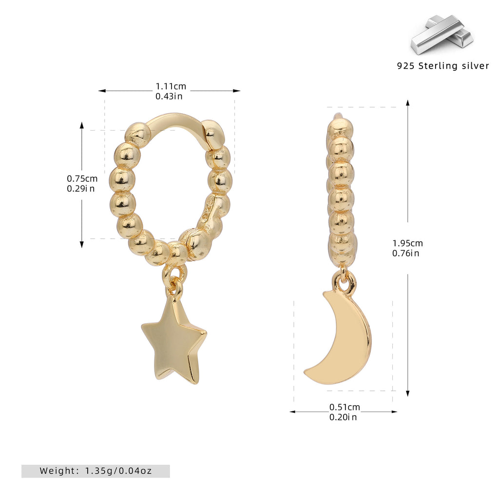 Damen Ohrhänger mit Stern- und Mondanhängern aus hochwertigem 925 Sterling Silber Shop Nory