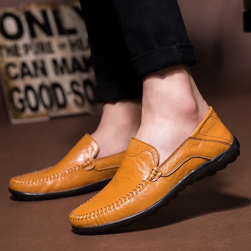 Herren Lederloafer im Mokassin-Stil mit handgenähter Ziernaht, elastischen Seiteneinsätzen und rutschfester Gummilaufsohle Shop Nory