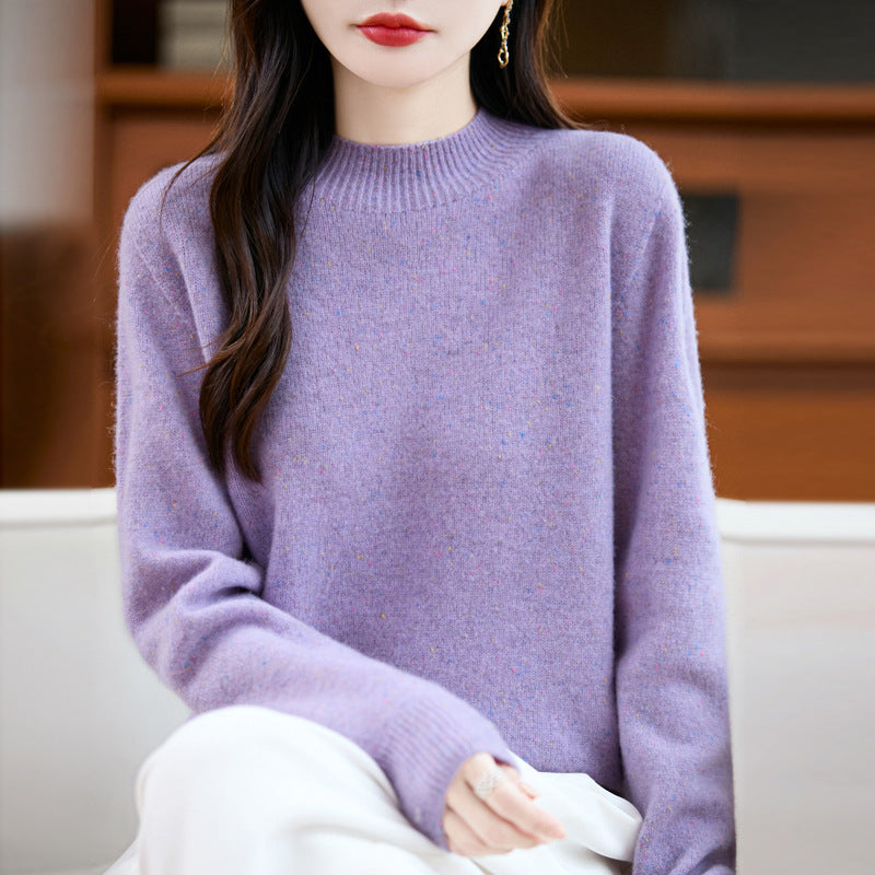 Damen Mélange-Feinstrickpullover mit kurzem Stehkragen und lockerer Silhouette Shop Nory
