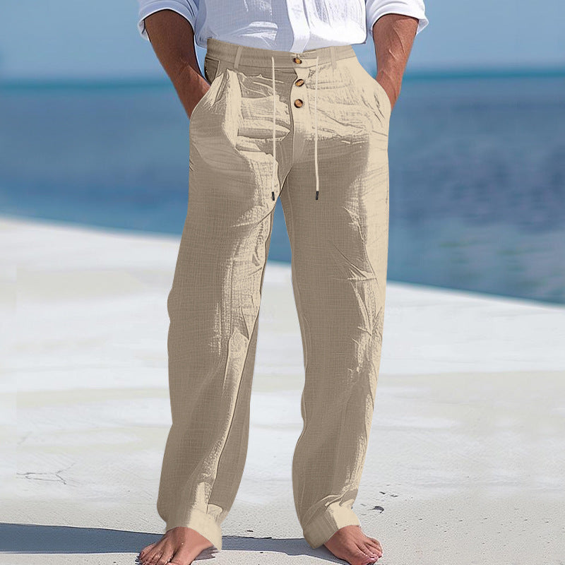 Herren lässige Hose mit hohem Bund und bequemen Taschen