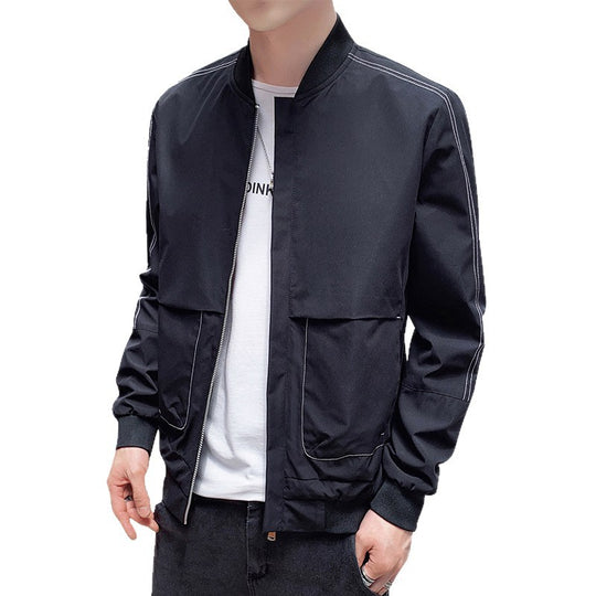 Herren Leichte Bomberjacke mit Kontrastnähten, Reißverschluss und Rippbündchen Shop Nory