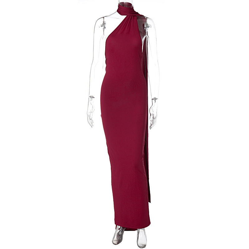 Damen Elegantes One-Shoulder Abendkleid Shopnory