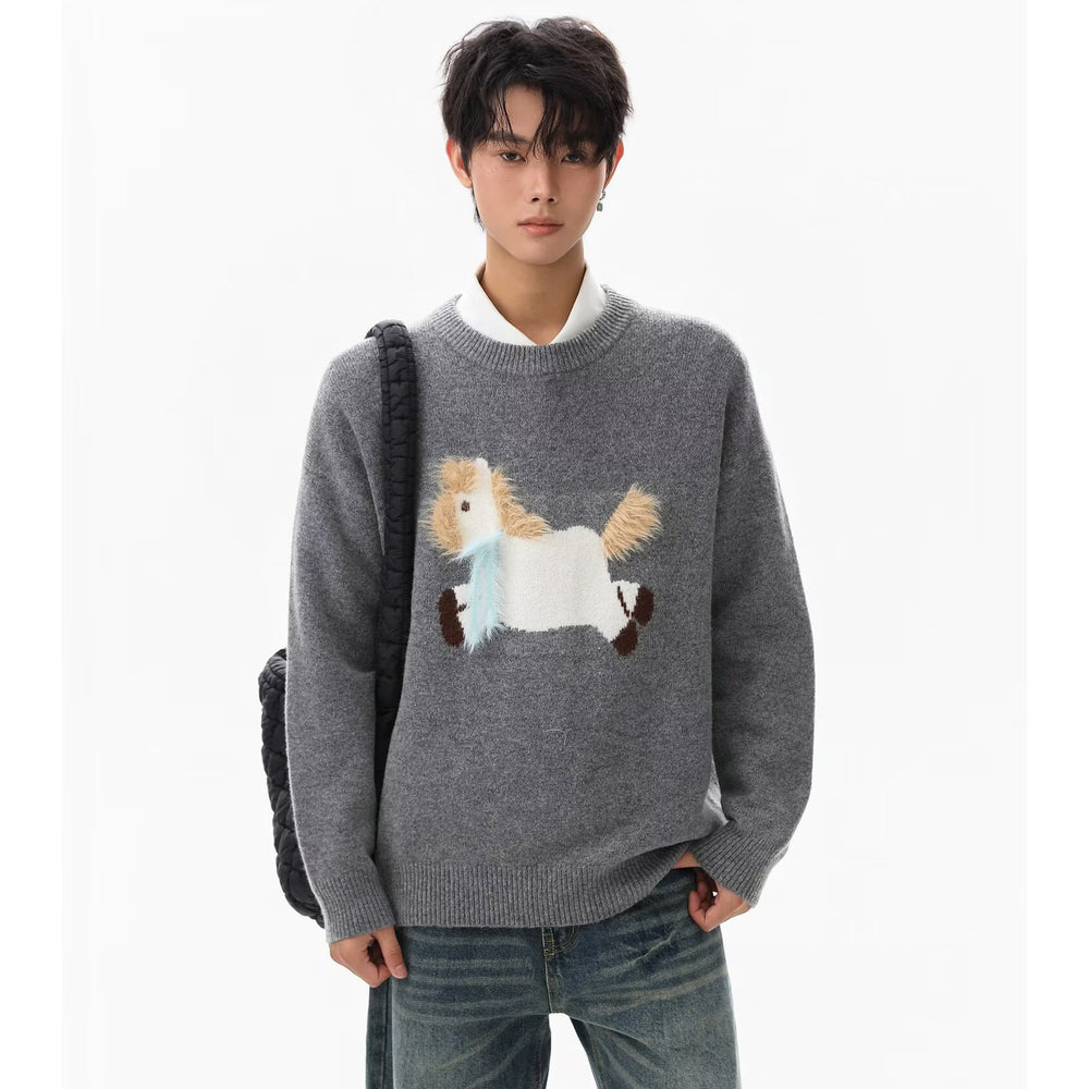 Herren Gemütlicher Grobstrickpullover mit Einhornmotiv Shop Nory