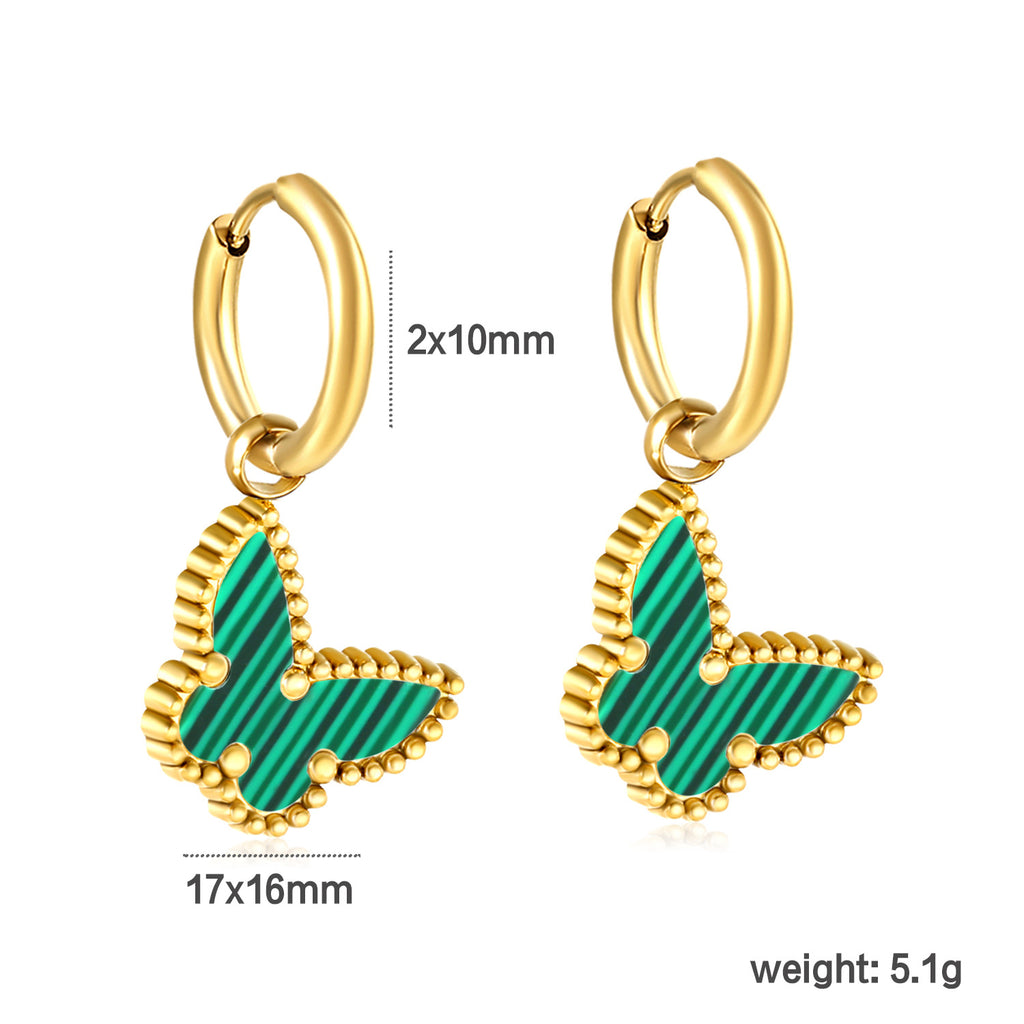 Damen Hängende Ohrstecker mit verspieltem Schmetterlingsdesign und hochwertigem goldplattierten Edelstahl Shop Nory