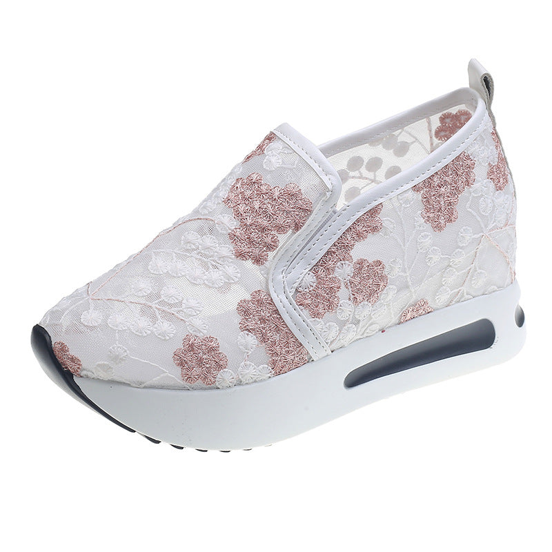 Damen Komfortable Sneaker mit floralem Stickmuster und rutschfester Sohle