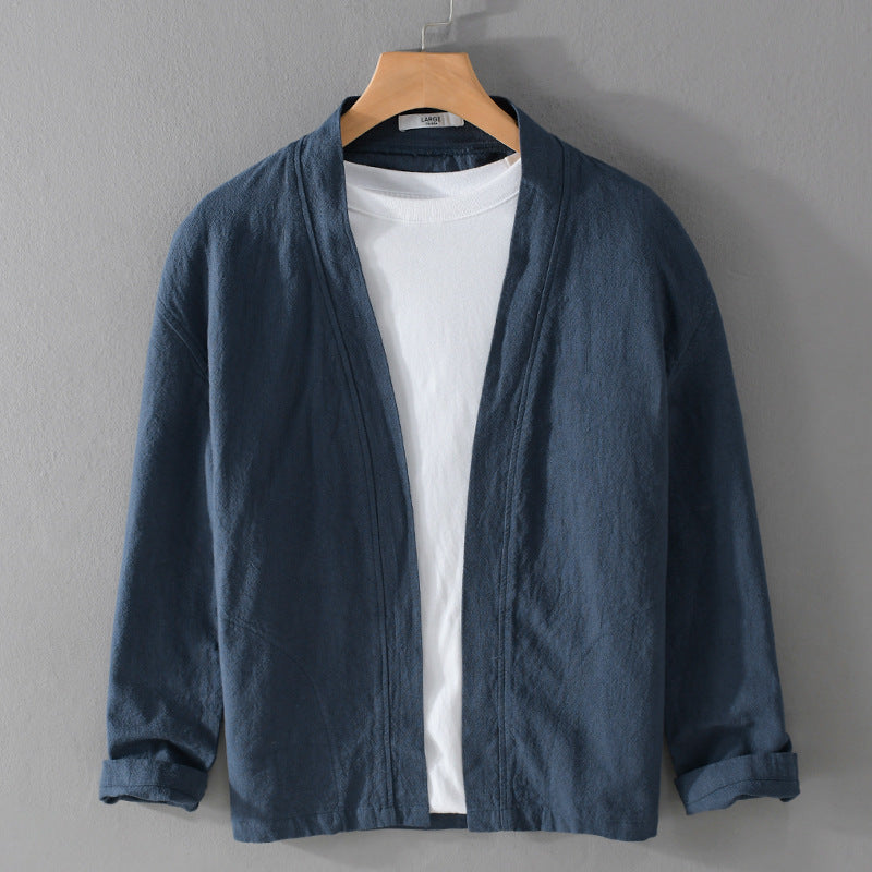 Herren Offene Leinen-Overjacket mit Kimono-Kragen und Relaxed-Fit Shop Nory