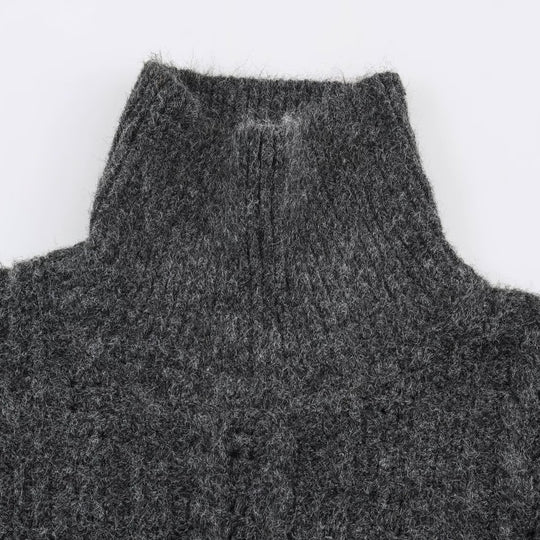 Damen Grobgestrickter Oversize-Pullover mit hohem Rollkragen und Zopfmuster Shop Nory