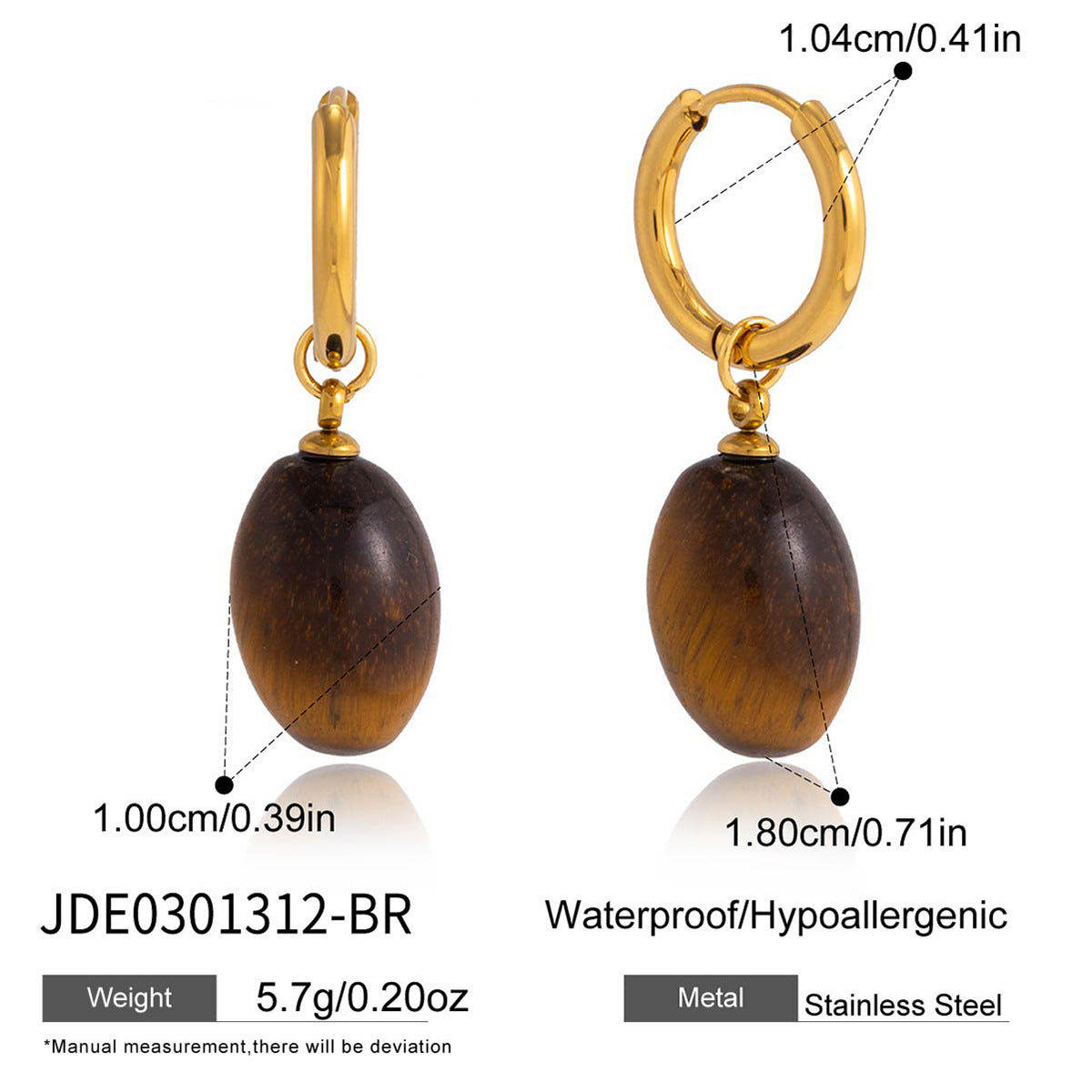 Damen Ohrhänger mit eleganten Malachit-Anhängern aus hypoallergenem Edelstahl Shop Nory